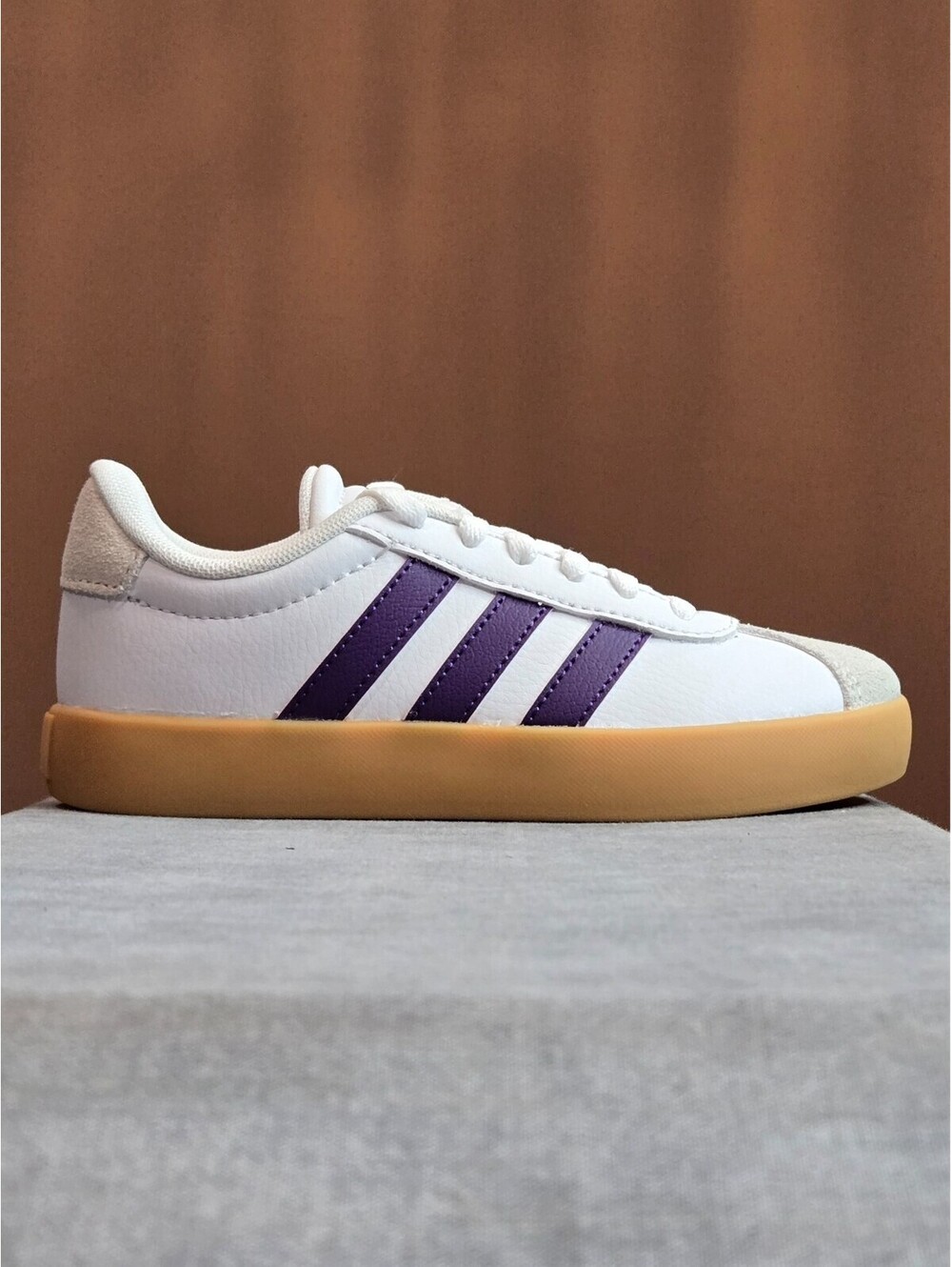 adidas VL Court 3.0 - White / Purple / Gum (KK4517) Kids 11K BRAND NEW IN BOX